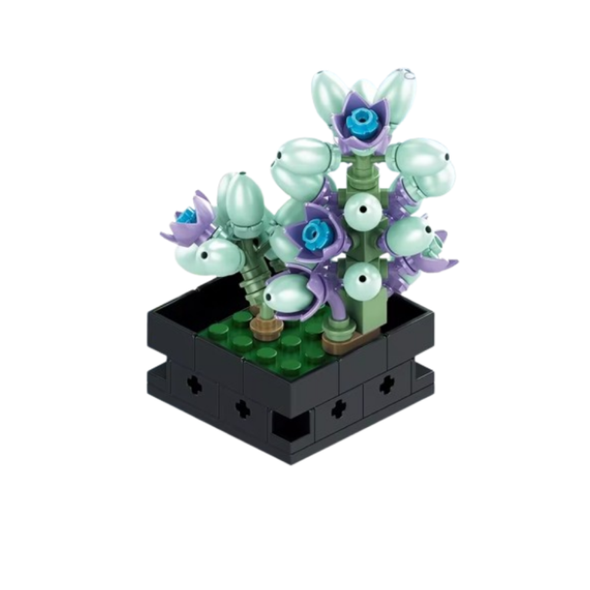 MJI Mini Puzzle Bricks Succulents Potted Plant Building Blocks - 112 Pcs - Purple/Blue | MJI-13008